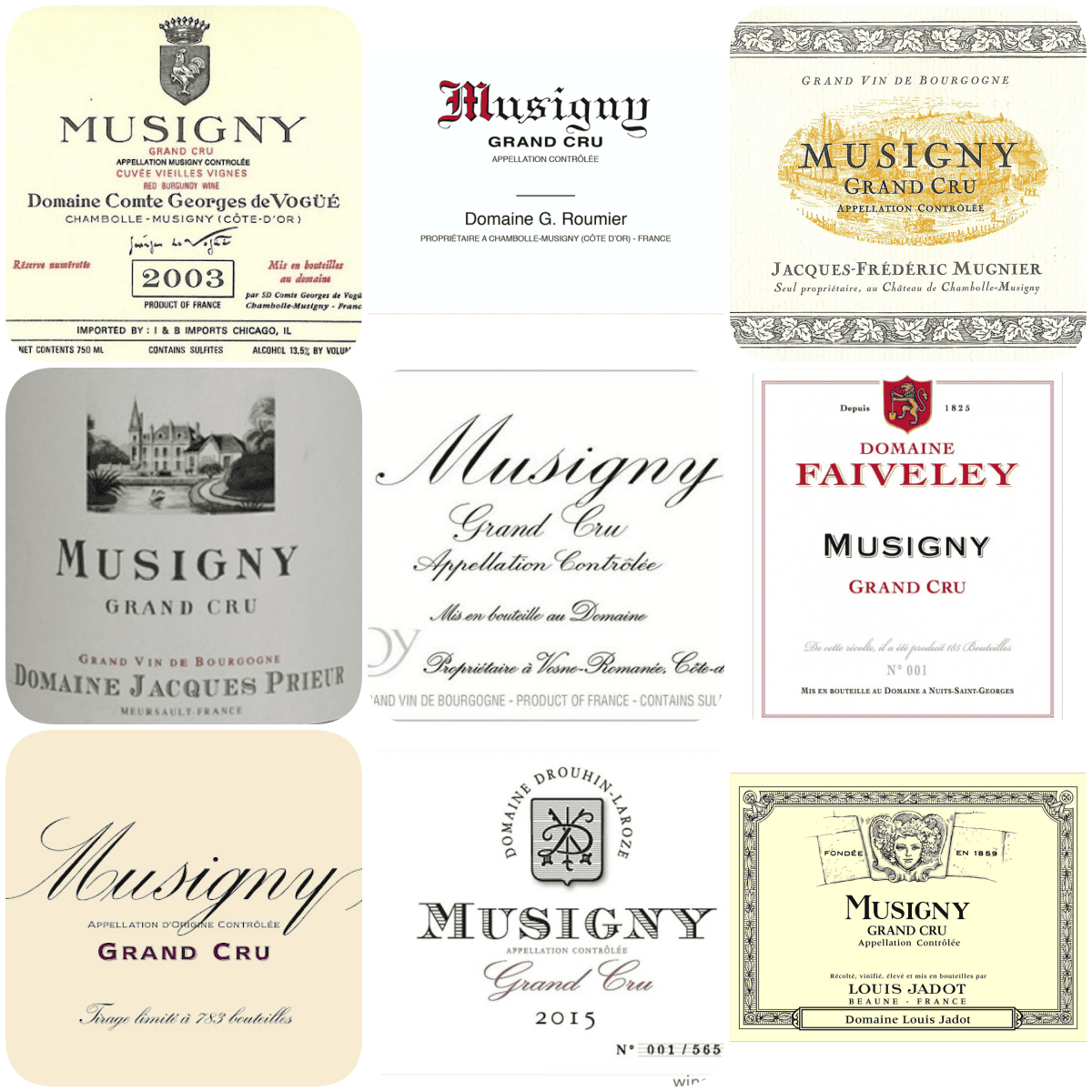 同樣來自Musigny特級園，酒莊酒(Domaine)的價格通常較酒商酒(Négociant)來得要更高